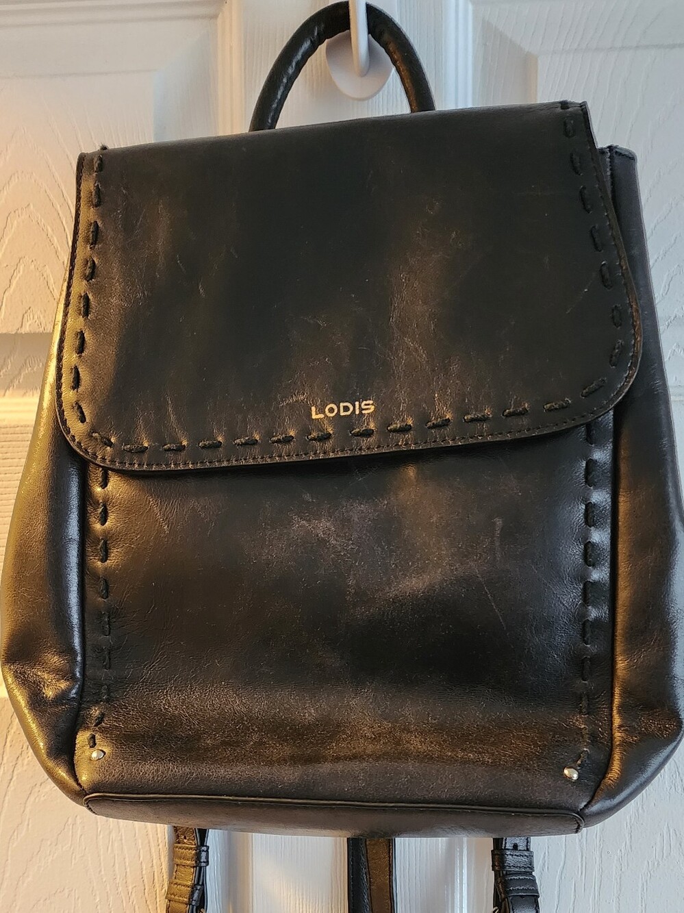 Lodis Black Leather Kai Purse Backpack Bag